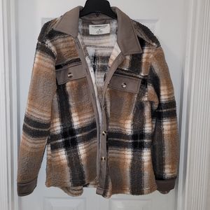 Fuzzy Plaid Print Sweater